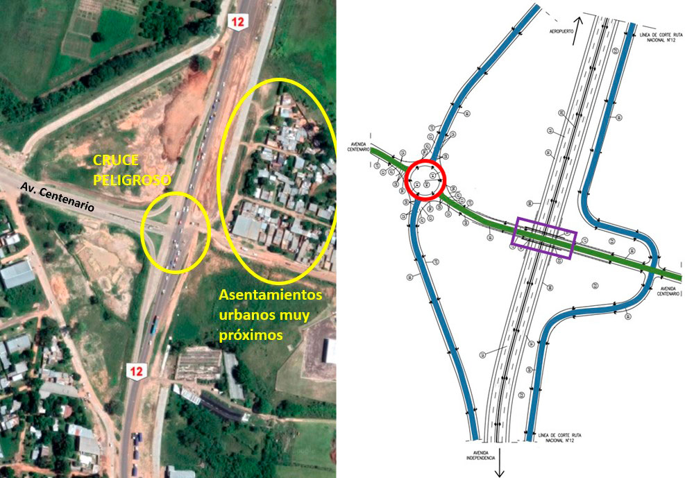 Imagen satelital de la problemática y planimetría de la propuesta